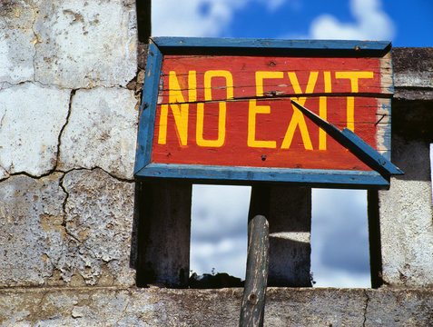 Himalaya. Tibet. Bhutan. "No exit" plate.