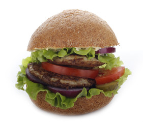 burger with vegetables isolated