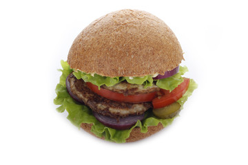 burger with vegetables isolated