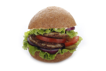 burger with vegetables isolated