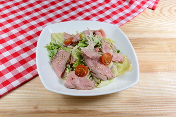 Italian food: Vitello Tonnato salad, front view