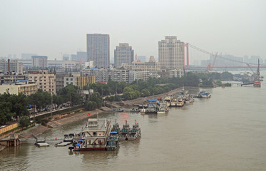 yangtze river and dock in Wuhan