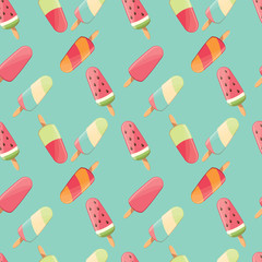 Ice cream seamless pattern, colorful summer background, deliciou