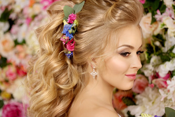 Naklejka premium Beautiful fashion model. Sensual bride. Woman with wedding dress