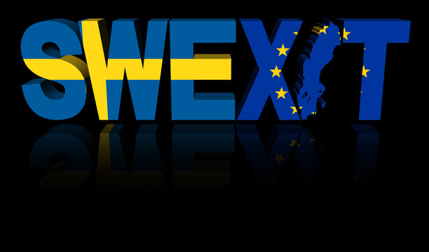 Swexit text with Swedish and Eu flags illustration