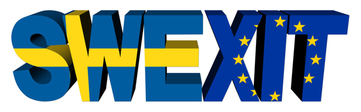 Swexit text with Swedish and Eu flags illustration