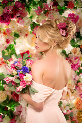 Naklejka premium Beautiful fashion model. Sensual bride. Woman with wedding dress