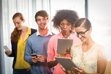 Business people using digital tablet and mobile phone