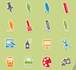 art tools icon set
