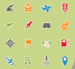 navigation ransport map icon set