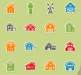farm building icon set