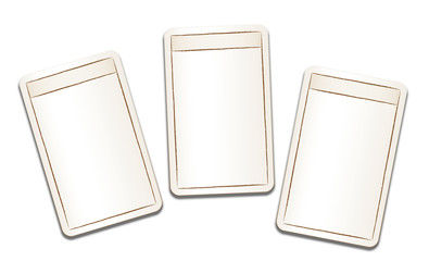 Vintage playing cards with blank front sides and fields to be labeled. Isolated vector illustration on white background.