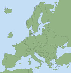 BREXIT - Map of Europe without United Kingdom.