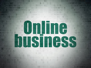 Business concept: Online Business on Digital Data Paper background