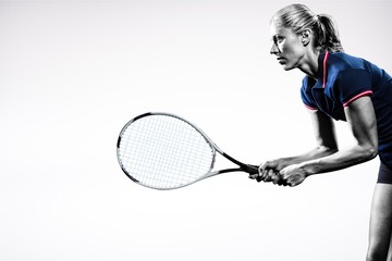 Composite image of tennis player playing tennis with a racket  - Powered by Adobe