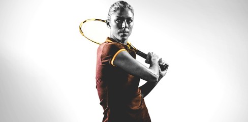 Composite image of tennis player playing tennis with a racket © vectorfusionart