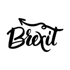 Brexit hand lettering text. Vector background about referendum in United Kingdom of Great Britain.