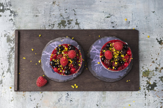 Mini fancy cakes with berries