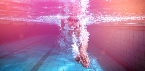 Fit swimmer training by himself - obrazy, fototapety, plakaty