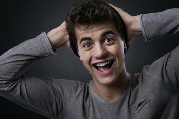 Fototapeta premium Joyful excited you man