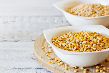 Dry peas in a ceramic bowl