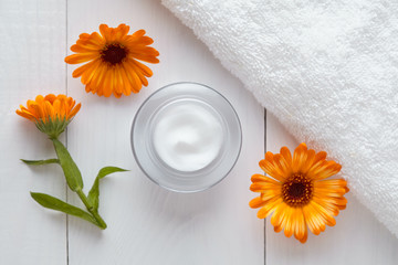 Herb cosmetic anti wrinkle cream with calendula vitamin spa lotion natural organic moisturizer...