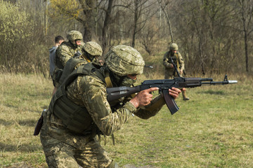 Military soldiers at tactical exercises
