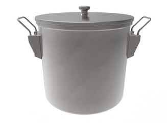 3d illustration of pan. icon for game web. white background isolated. metal color