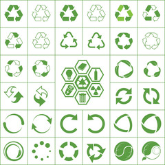 recycle green ecology icons set