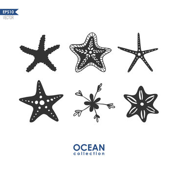 vector set with six starfish