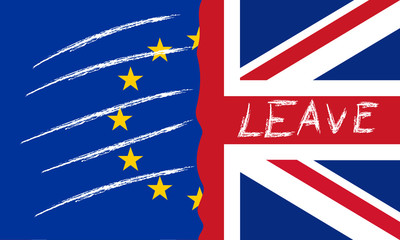 Fototapeta na wymiar vector image of United Kingdom and european flag
