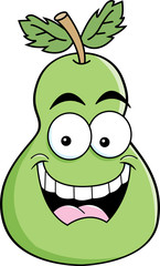 Cartoon illustration of a smiling pear.
