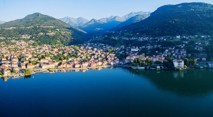 Fototapeta na wymiar Gravedona - Lago di Como (IT) - Panoramica aerea