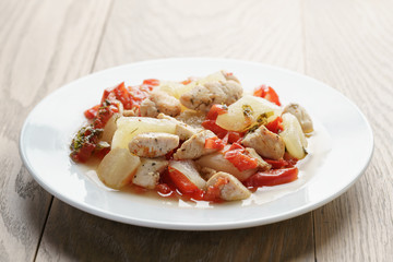 braised chicken fillet with squash and bell pepper