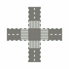 Empty road intersection icon, cartoon style