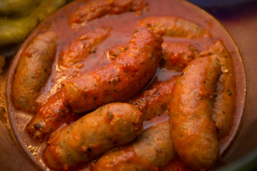 Closeup Sausage Tomato Sauce