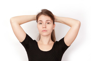 Fototapeta premium Pretty young woman with high hair