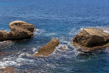 Waves and  cliff at Rosh Hanikra reserve