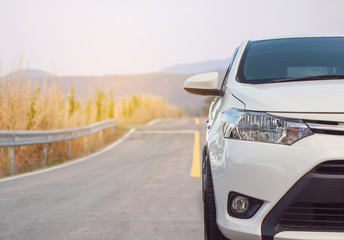 white car on the Country road