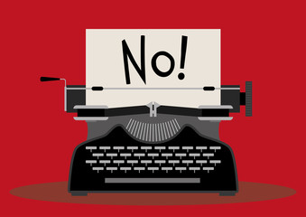 Typewriter with written word "No"