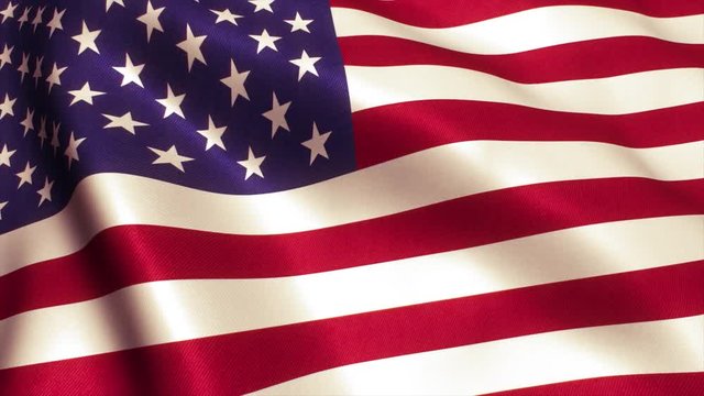 American Flag of USA. Seamless Loop Animation. 4K High Definition Video