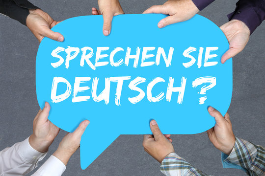 Gruppe Menschen halten Sprechen Sie Deutsch Sprache Sprachen ler