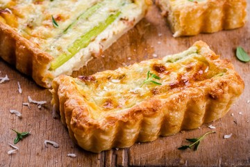homemade tart with asparagus