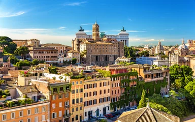 Tuinposter Rome Uitzicht vanaf de Palatijn naar het Palazzo Senatorio - Rome