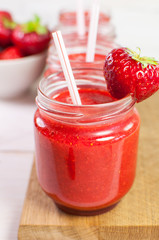 Fresh strawberry in a glass