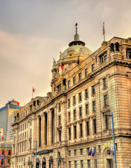 Historic buildings on the Bund riverside of Shanghai