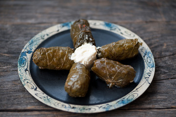 Romanian sarmale - stuffed vine leaves 