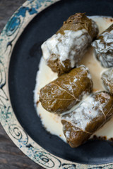 Romanian sarmale - stuffed vine leaves 