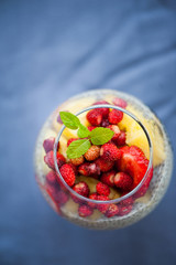 Chia seeds pudding with strawberry and pineapple 