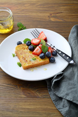 morning toast with strawberry and blueberry